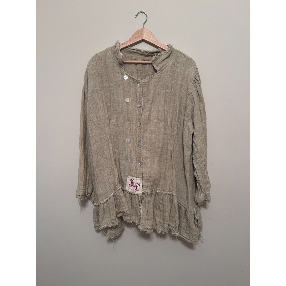 Magnolia Pearl Shirt Jacket Flax Linen Love Collection Double Breasted